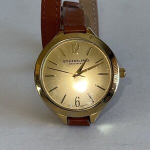 Stuhrling Original Gold Tone Double Wrap Narrow Band Wrist Watch